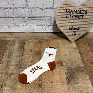 Texas Longhorns UT Hook Em Crew Socks FBF Original Large 10-13 Longhorn New 
New